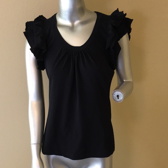 Susie Rose Ruffle Shoulder Teeshirt - Picture 1 of 9